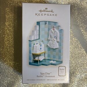 Hallmark Keepsake Barbie Spa Ornament with White and Blue Accents